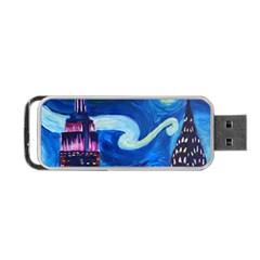 Starry Night In New York Van Gogh Manhattan Chrysler Building And Empire State Building Portable Usb Flash (two Sides) by Sarkoni