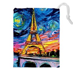 Eiffel Tower Starry Night Print Van Gogh Drawstring Pouch (4xl) by Sarkoni