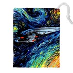 Spaceship Galaxy Parody Art Starry Night Drawstring Pouch (4XL) Front