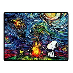 Dog Cartoon Starry Night Print Van Gogh Parody Fleece Blanket (small) by Sarkoni