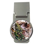 Japanese Painting Flower Peacock Money Clips (Round)  Front