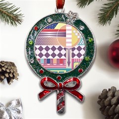 Abstract Shapes Colors Gradient Metal X mas Lollipop With Crystal Ornament by Ravend
