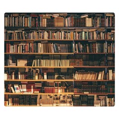 Books On Bookshelf Assorted Color Book Lot In Bookcase Library Two Sides Premium Plush Fleece Blanket (small) by Ravend