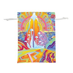 Multicolored Optical Illusion Painting Psychedelic Digital Art Lightweight Drawstring Pouch (s) by Bedest