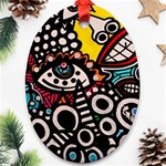 Multicolored Abstract Painting Colorful Oval Ornament (Two Sides) Front