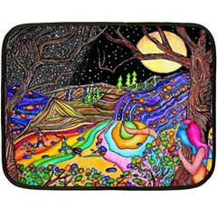 Nature Moon Psychedelic Painting Fleece Blanket (mini) by Sarkoni