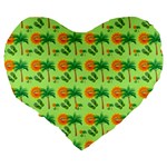 Summer Fun Pattern Large 19  Premium Flano Heart Shape Cushions Back