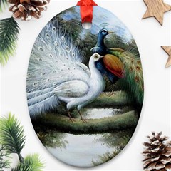 Canvas Oil Painting Two Peacock Ornament (oval) by Grandong