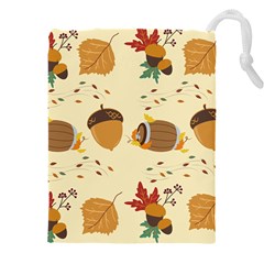 Leaves Foliage Acorns Barrel Drawstring Pouch (5xl) by Ndabl3x