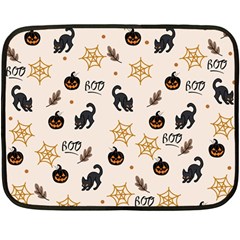 Cat Halloween Pattern Fleece Blanket (mini) by Ndabl3x
