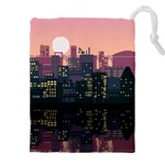 Pixel Art City Drawstring Pouch (4XL) Front
