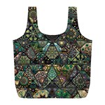 Digital Art Triangle Pattern Texture Mosaic Full Print Recycle Bag (L) Front