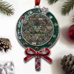 Digital Art Triangle Pattern Texture Mosaic Metal X mas Lollipop With Crystal Ornament by Grandong