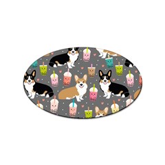 Welsh Corgi Dog Boba Tea Bubble Kawaii Sticker Oval (100 Pack) by Grandong