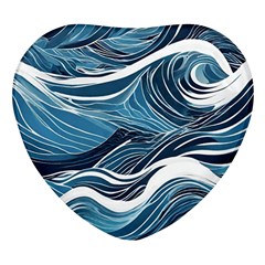 Abstract Blue Ocean Wave Heart Glass Fridge Magnet (4 Pack) by Jack14