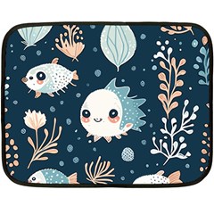 Fish Pattern Fleece Blanket (mini) by Valentinaart