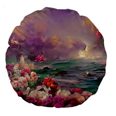 Abstract Flowers  Large 18  Premium Round Cushions by Internationalstore