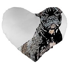 Bulldog T- Shirt French Bulldog Pop Art Dog Owner Gift T- Shirt Large 19  Premium Heart Shape Cushions by EnriqueJohnson