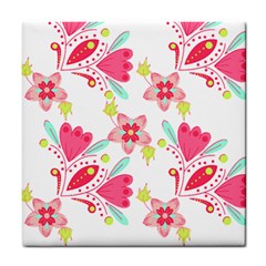 Batik T- Shirt Batik Flower Pattern 7 Tile Coaster by EnriqueJohnson