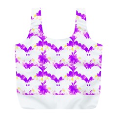 Bats Pattern T- Shirt White Bats And Bows Pink Yellow T- Shirt Full Print Recycle Bag (l) by EnriqueJohnson