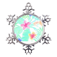 Hawaii T- Shirt Hawaii Flower Pattern T- Shirt Metal Large Snowflake Ornament by EnriqueJohnson