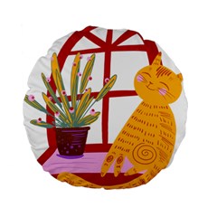 Cat Pet Ginger Art Animal Cartoon Standard 15  Premium Flano Round Cushions by uniart180623