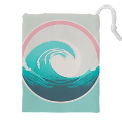 Tidal Wave Ocean Sea Tsunami Wave Minimalist Drawstring Pouch (4xl) by uniart180623