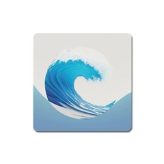 Wave Tsunami Tidal Wave Ocean Sea Water Square Magnet by uniart180623