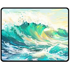 Waves Ocean Sea Tsunami Nautical Painting Two Sides Fleece Blanket (medium) by uniart180623