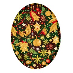 Christmas Pattern Oval Glass Fridge Magnet (4 Pack) by Valentinaart