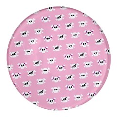 Girly Girlie Punk Skull Round Glass Fridge Magnet (4 Pack) by Ket1n9