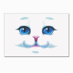 Cute White Cat Blue Eyes Face Postcards 5  X 7  (pkg Of 10) by Ket1n9