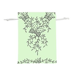 Illustration Of Butterflies And Flowers Ornament On Green Background Lightweight Drawstring Pouch (m) by Ket1n9