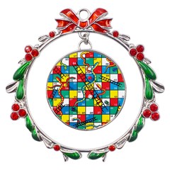 Snakes And Ladders Metal X mas Wreath Ribbon Ornament by Ket1n9