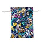 Cartoon-hand-drawn-doodles-on-the-subject-of-space-style-theme-seamless-pattern-vector-background Lightweight Drawstring Pouch (L) Back