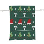 Beautiful Knitted Christmas Pattern Lightweight Drawstring Pouch (XL) Back