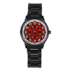 Traditional Art Pattern Stainless Steel Round Watch by Ket1n9