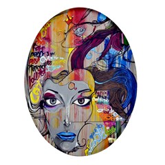 Graffiti-mural-street-art-painting Oval Glass Fridge Magnet (4 Pack) by Ket1n9