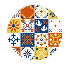 Mexican-talavera-pattern-ceramic-tiles-with-flower-leaves-bird-ornaments-traditional-majolica-style- Mini Round Pill Box (pack Of 3) by Ket1n9