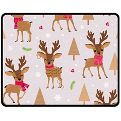 Christmas-seamless-pattern-with-reindeer Fleece Blanket (medium) by Grandong