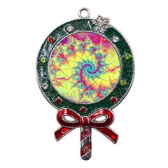 Fractal Spiral Abstract Background Metal X mas Lollipop With Crystal Ornament by Ravend