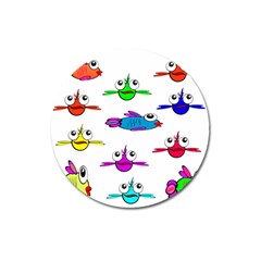 Fish Swim Cartoon Funnycute Magnet 3  (round) by Sapixe