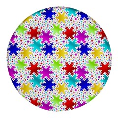 Snowflake Pattern Repeated Round Glass Fridge Magnet (4 Pack) by Amaryn4rt
