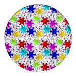 Snowflake Pattern Repeated Round Glass Fridge Magnet (4 pack) Front