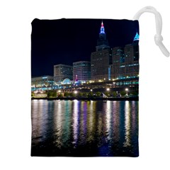 Cleveland Building City By Night Drawstring Pouch (4xl) by Amaryn4rt