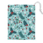 Seamless-pattern-with-berries-leaves Drawstring Pouch (5XL) Front