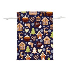 Winter-seamless-patterns-with-gingerbread-cookies-holiday-background Lightweight Drawstring Pouch (m) by Amaryn4rt