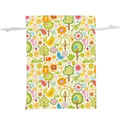 Nature Doodle Art Trees Birds Owl Children Pattern Multi Colored Lightweight Drawstring Pouch (xl) by Pakjumat