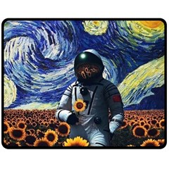 Starry Surreal Psychedelic Astronaut Space Two Sides Fleece Blanket (medium) by Pakjumat