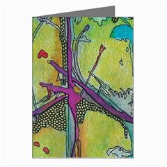 Green Peace Sign Psychedelic Trippy Greeting Cards (pkg Of 8) by Modalart